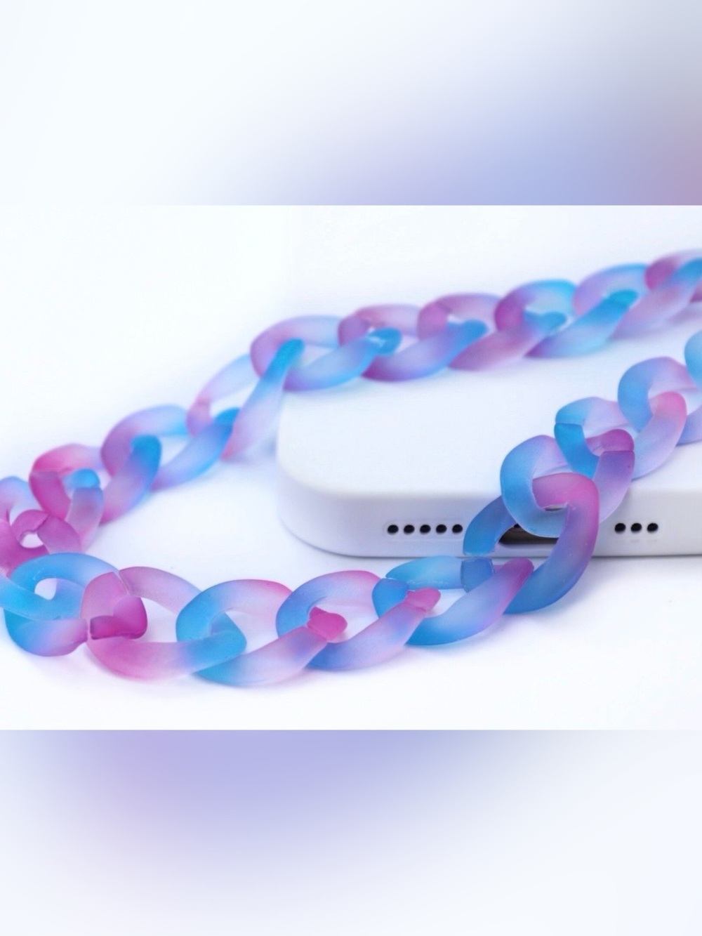 Chain Link Phone Charm / Strap Ombré Purple Blue HANDMADE